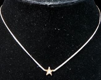 4k Gold Necklace With Stationary Star Pendant, 14" Long, 1.27g Including Pendant
