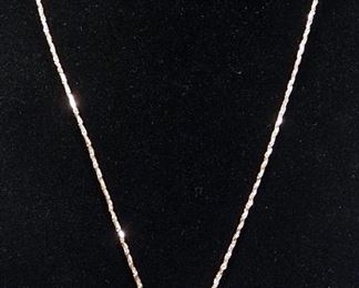 14k Rose Gold Necklace, 21" Long, With 14k Rose Gold Heart Pendant, 6.48g Total