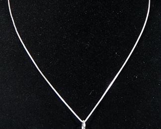 Sterling Silver Necklace, 19" Long, With Sterling Silver Pendant With Red Stone, 5.5g Including Stone And Sterling Silver Necklace, 17" Long, 6g