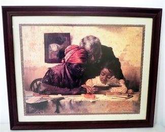 2 Prints By Harry Roseland (American, 1867-1950) Includes "The Scholar" 31.5" W x 25.5" H & "Playing Checkers" 21" W x 16.5" H Both Framed Under Glass