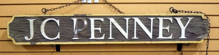 Double-Sided Wood JC Penney Sign From A Store In Mission Kansas, 48" Long x 7" High x 1.5" Deep