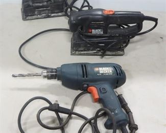 Black & Decker Tools, Drill DR200, And Sanders 7448 Qty 2, All Power On