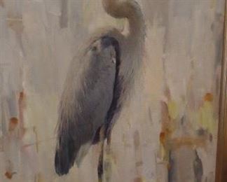 Blue Heron left one ,  approx. size with frame 30" x 42" sold as pair only $1,300 pair