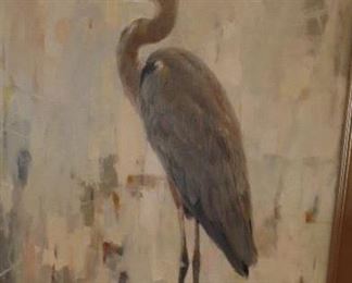 Original oil  Blue Heron one of a pair, right 