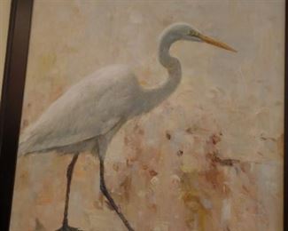 Original oil painting "Great Whit Heron"  Italian artist 42" x 42"  $750