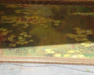 oil painting large 7' x 3' lily pond .. $900
