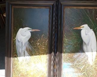 Italian artist sold as pair only 60" plus x 34" wide oil on canvas "White  King Herring"  $3,800 pair