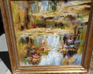 oil on canvas 46" x46" framed " Lily Pond" $3550