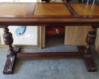 Library table with leather inserts Jacobean style $800