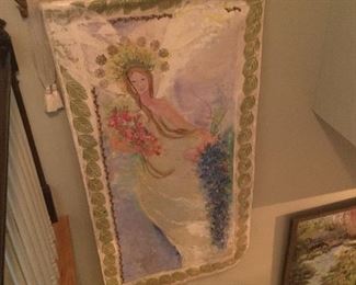 Hanpainted tapestry $500