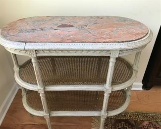 VERY STYLISH ANTIQUE COUNTRY FRENCH MARBLE TOP TABLE