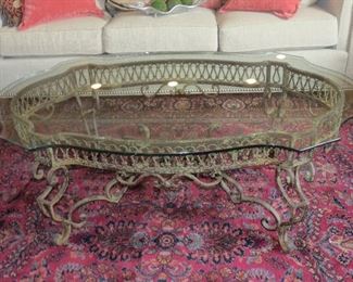 GREAT WROUGHT IRON COFFEE TABLE.