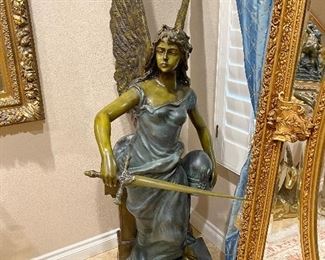 Bronze Angel with signature 5 feet tall 