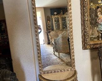 French tall mirror and table 