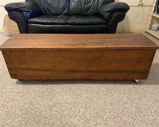 #28	Antique coffee table/storage chest on casters 53"x13.5"x16"	 $60.00 
SOLD