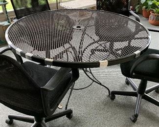 #30	Wrought iron round table 48"	 $25.00 
#31	Rolling adjustable office chairs 4 @ $15 each 	 
