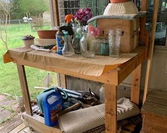 #37	Rolling potting cart 42"x25"x58"	 $30.00 
SOLD