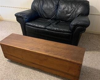 #27	Leather loveseat 64"L	 $75.00 
#28	Antique coffee table/storage chest on casters 53"x13.5"x16"	 $60.00 SOLD
