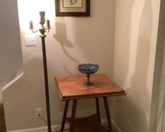 Vintage Brass Floor Lamp and Vintage Table