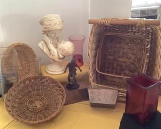 Wicker Baskets and Mother and Child Statue