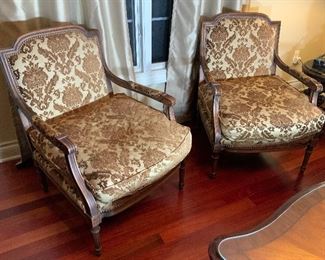 2 matching luxury chairs with down filled cushions.
