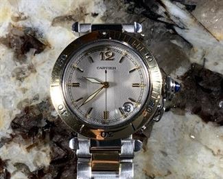 Genuine Cartier Pasha # 1034 Swiss Automatic Two Tone Gold Watch. 