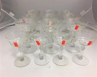 https://www.ebay.com/itm/124128729735 KB0050: Coupe Glassware with detailed stems (large glasses 8 , small glasses 4) $40 