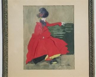 Jacques Villon Gouache w Sothebys Prov, Femme Assise, gouache, 13.3 x 10.5 inches, signed lower right, offered by Sothebys New York February 23, 2001 with a USD$ 10,000 to 15,000 estimate, unsold. Provenance sometime after 2001: Manhattan estate.