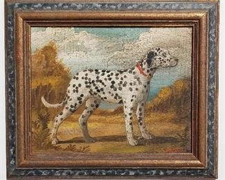 William Skilling Dog Portrait 4 of 4 Brown Dalmatian, oil on panel, 8 x 10 inches, 10.8 x 12.8 x 0.8 inches framed. Provenance: one of four related Skillings in this sale from a Manhattan estate.