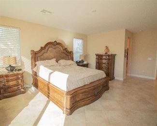 bedroom set - king size bed with mattress - chest - 3 nightstands and dresser (pictured separately) - $3000 for set