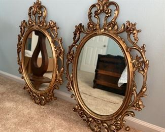 ITEM #10 Two vintage identical mirrors, heavy.  They are even more stunning in person, 33" high x 21" wide.  $45 each or the pair for $80.