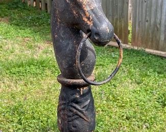 ITEM #85 Antique hitching post.  PLEASE NOTE  -The post needs to be welded as it is split in two, $150