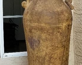 #8 Large vessel pottery with handles 42" tall - $85