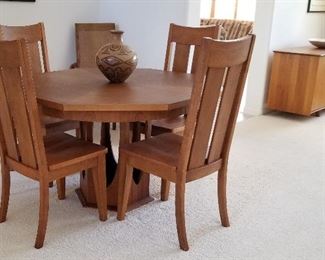#2 Teak octagon dining set 48" with 4 chairs - $475