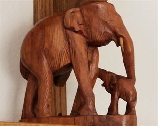 #60 Hand carved wooden elephants - $22