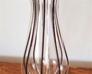 #67 Tall glass vase with metal - $18