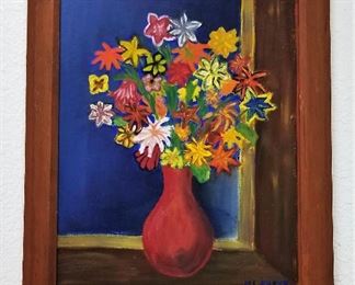 #1 Colorful flower art dated 1959. $55.