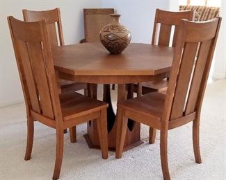 #2 Teak octagon dining set 48" with 4 chairs - $475