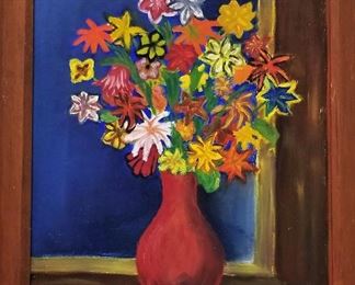 #1 Colorful flower art dated 1959. $55.