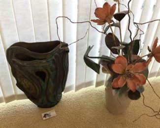 Rake Vase and Blush and Blue Pottery https://ctbids.com/#!/description/share/367899