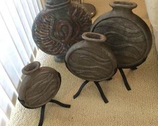 Phoenix Pottery Vase and Mexican Pottery on Stands https://ctbids.com/#!/description/share/367900
