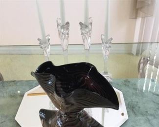 Blown Glass Bowl and Glass Candlesticks https://ctbids.com/#!/description/share/367346