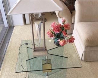 Glass Table and Lamp https://ctbids.com/#!/description/share/367356