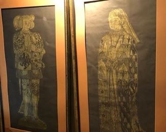 Vintage Framed Brass Rubbings Pair https://ctbids.com/#!/description/share/368212