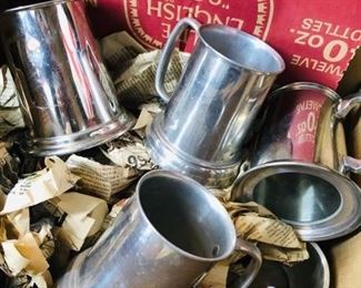 Box of Vintage Beer Mugs and Shot Glasses https://ctbids.com/#!/description/share/368207