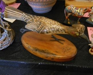 hand carved road runner signed by artist