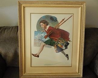 "WET PAINT" lithograph BY NORMAN ROCKWELL. COA AVAILABLE. 