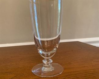 Wide rim crystal glass 6-1/4 tall, short stem 1" , $8.00 each  and 2-3/8" wide at top  7-to sell