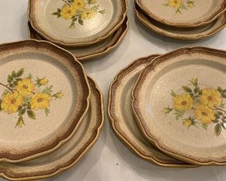 Mikasa  8 dinner plates. Whole wheat wild rose E8011. Oven to table dishwasher   10-1/2 inch wide  $40. 00 for all