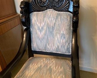Magnificent black wood hand carved chair 2 pr. 1100 each
